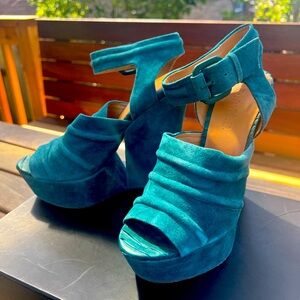 Stunning Teal L.A.M.B. Platform Sandals worn once